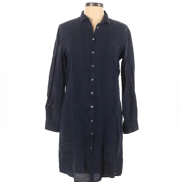 a line shirt dresses for women Women's Perfectly Aligned Dark Olive Stripe Long Sleeve Shirt Dress | Color: Green | Size: Xs